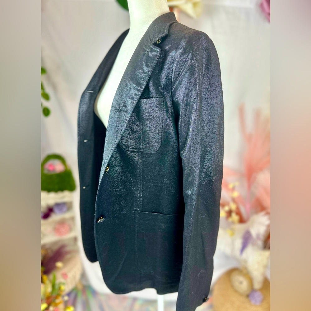rag and bone Razor Wool-Blend Blazer in Black Shimmer. Size 4. NWT